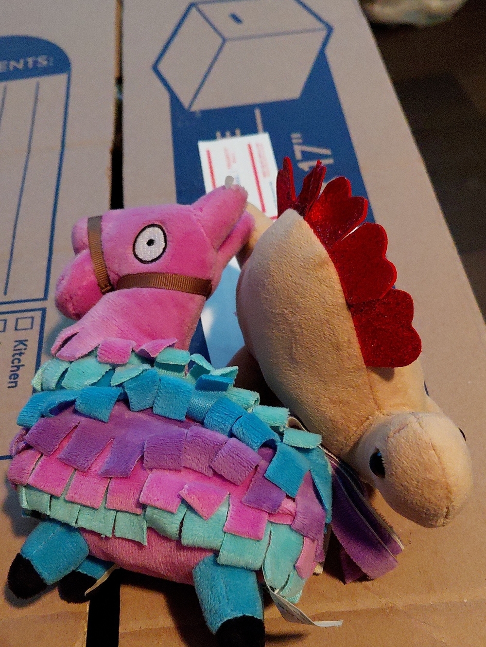 Colorful Plush Llama and Rooster Toy Set - Pink, Teal, Purple